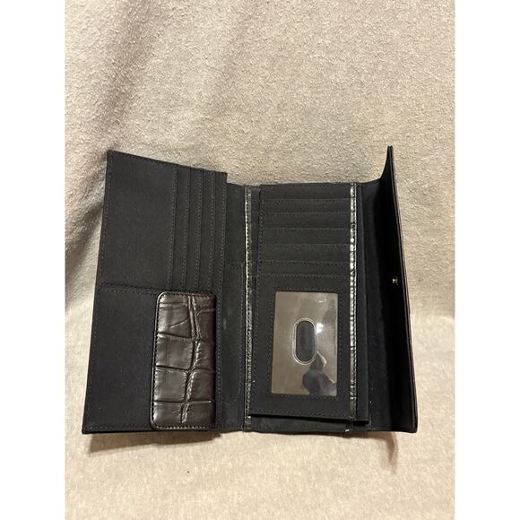 Jones New York Black Italian Leather Croc Print Wallet Never Used - Picture 9 of 10